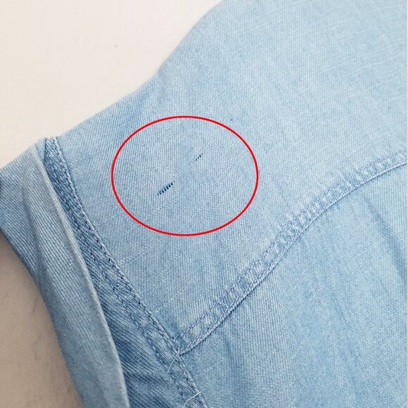 Zara Linen Blend Button Down Blue Chambray Midi Shirt Dress XL Soft Light Denim - Picture 14 of 16